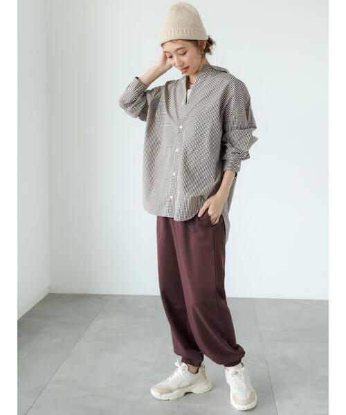 Lugnoncure（ルノンキュール）の「【イージーケア】無地柄アソートオーバーシャツ（シャツ/ブラウス・レディース・ブルー/ピンク/オフホワイト/ブラウン・F）」の9枚目の写真