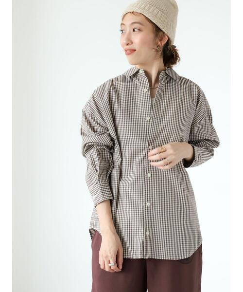 Lugnoncure（ルノンキュール）の「【イージーケア】無地柄アソートオーバーシャツ（シャツ/ブラウス・レディース・ブルー/ピンク/オフホワイト/ブラウン・F）」の11枚目の写真