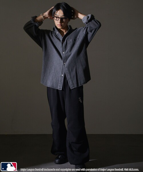 MLB（メジャーリーグベースボール）の「MLB/メジャーリーグベースボール 別注 MLB スウェットワイドパンツ(限定展開)（スウェットパンツ・メンズ・ブラック系その他/ブラック系その他2/グレー系その他/グレー系その他2/ネイビー・SMALL/MEDIUM/LARGE）」の11枚目の写真