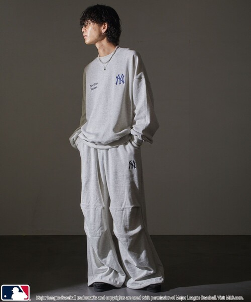 MLB（メジャーリーグベースボール）の「MLB/メジャーリーグベースボール 別注 MLB スウェットワイドパンツ(限定展開)（スウェットパンツ・メンズ・ブラック系その他/ブラック系その他2/グレー系その他/グレー系その他2/ネイビー・SMALL/MEDIUM/LARGE）」の20枚目の写真