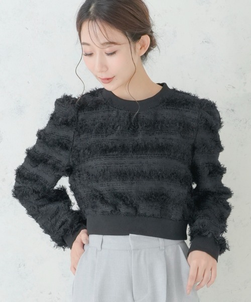 attiree（アティレー）の「フリンジシアープルオーバー（Tシャツ/カットソー・レディース・グレー/ベージュ/ブラック/ホワイト・MEDIUM/FREE）」の3枚目の写真