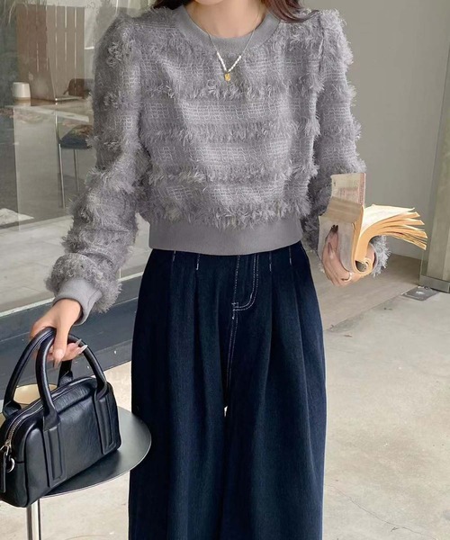 attiree（アティレー）の「フリンジシアープルオーバー（Tシャツ/カットソー・レディース・グレー/ベージュ/ブラック/ホワイト・MEDIUM/FREE）」の20枚目の写真