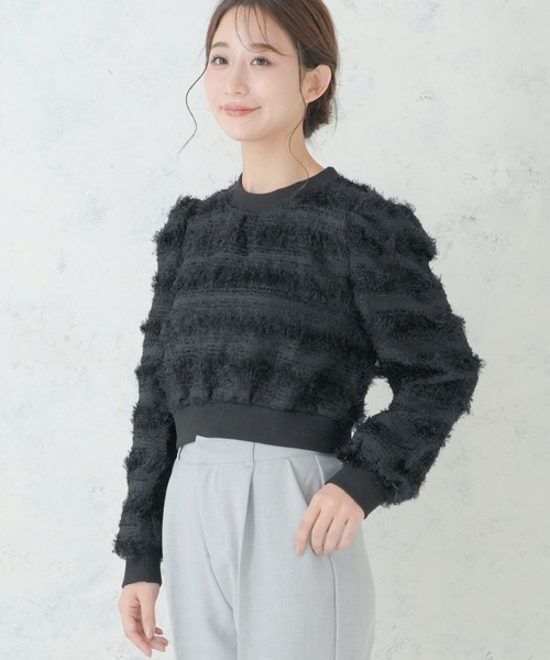 attiree（アティレー）の「フリンジシアープルオーバー（Tシャツ/カットソー・レディース・グレー/ベージュ/ブラック/ホワイト・MEDIUM/FREE）」の11枚目の写真