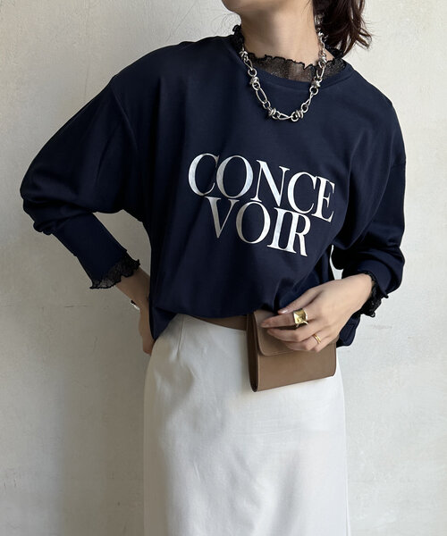 DouDou(ドゥドゥ)の「【WEB限定】CONCEシアーレイヤードロンTEE(Tシャツ/カットソー・レディース・ネイビー/ブラック/オフホワイト・FREE)」の3枚目の写真
