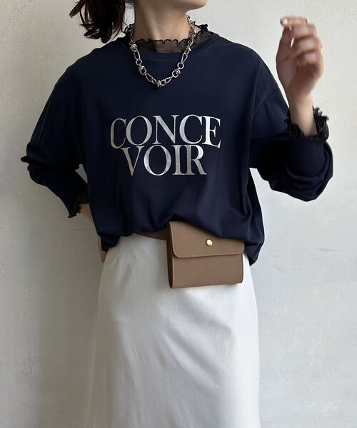 DouDou(ドゥドゥ)の「【WEB限定】CONCEシアーレイヤードロンTEE(Tシャツ/カットソー・レディース・ネイビー/ブラック/オフホワイト・FREE)」の5枚目の写真