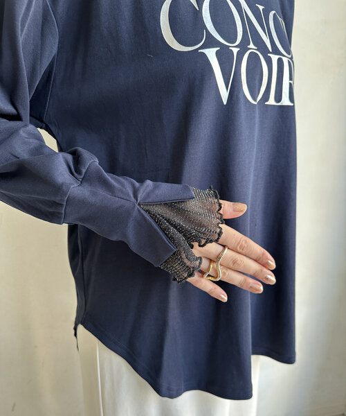 DouDou(ドゥドゥ)の「【WEB限定】CONCEシアーレイヤードロンTEE(Tシャツ/カットソー・レディース・ネイビー/ブラック/オフホワイト・FREE)」の13枚目の写真