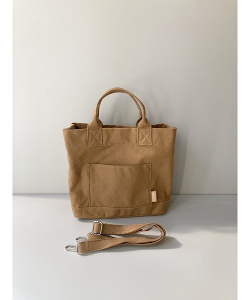 EARTH MADE（アースメイド）の「MOLESKIN+CANVAS 2WAY TOTE(ショルダー+ポーチ付）（トートバッグ・レディース・ブラウン/スミクロ/ミント/ライトグレー/レッド・FREE）」の4枚目の写真