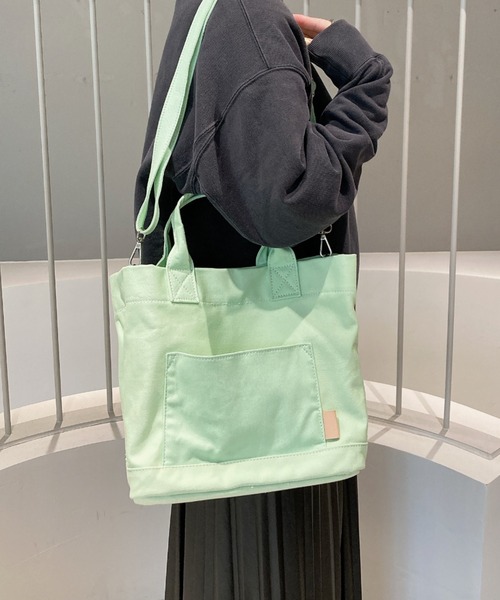 EARTH MADE（アースメイド）の「MOLESKIN+CANVAS 2WAY TOTE(ショルダー+ポーチ付）（トートバッグ・レディース・ブラウン/スミクロ/ミント/ライトグレー/レッド・FREE）」の14枚目の写真