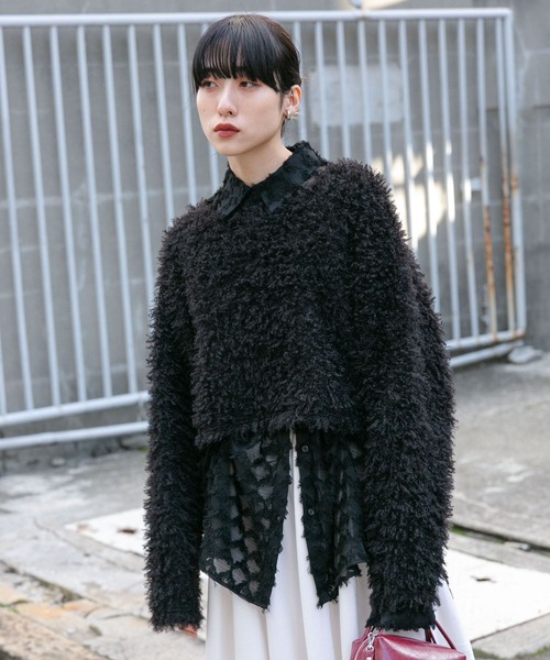 KBF(ケイビーエフ)の「クロップドフェザープルオーバー(ニット/セーター・レディース・アイボリー/ブラウン/ブラック・ONE)」の20枚目の写真