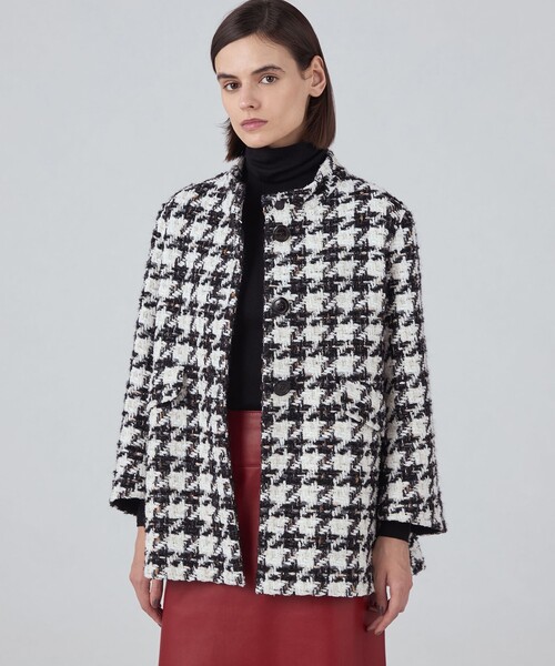 スラブハウンドトゥース トッパーコート（その他アウター