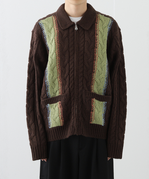 OBEY(オベイ)の「OBEY / オベイ EZRA ZIP UP CARDIGAN(ニット/セーター・メンズ・アイボリー/ブラウン・LARGE/MEDIUM)」の6枚目の写真