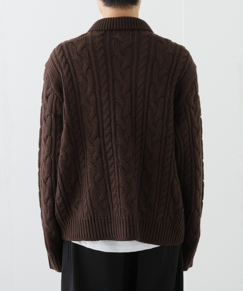 OBEY(オベイ)の「OBEY / オベイ EZRA ZIP UP CARDIGAN(ニット/セーター・メンズ・アイボリー/ブラウン・LARGE/MEDIUM)」の4枚目の写真
