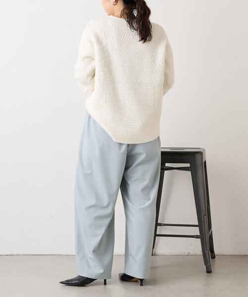 Jena espace merveilleux(ジェナ エスパスメルヴェイユ)の「リボンヤーンブロックニット(ニット/セーター・レディース・ネイビー/オフホワイト/グレー・FREE)」の10枚目の写真