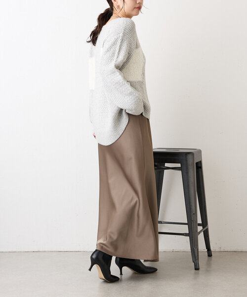 Jena espace merveilleux(ジェナ エスパスメルヴェイユ)の「リボンヤーンブロックニット(ニット/セーター・レディース・ネイビー/オフホワイト/グレー・FREE)」の18枚目の写真