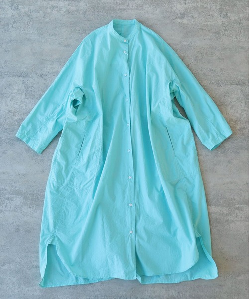 yuni(ユニ )の「△コットンキャッチワッシャーバンドカラーワンピース(シャツワンピース・レディース・ライラック/ピンク/ブラック/グリーン/ターコイズブルー・FREE)」の3枚目の写真