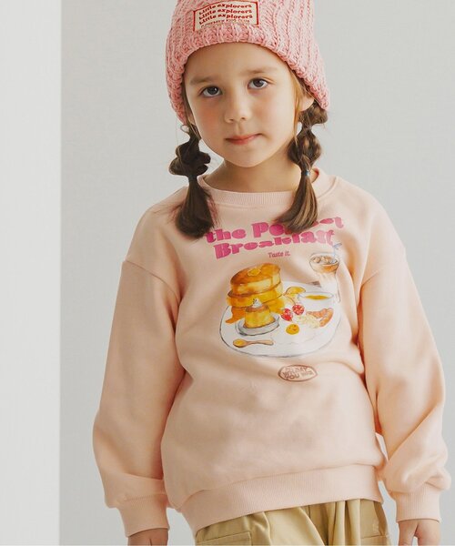 p.premier(ピードットプルミエ)の「朝ごはんはパンケーキトレーナー(スウェット・キッズ・ベビーピンク/ベージュ/ライトグレー・80/90/100/110/120/130/140)」の3枚目の写真