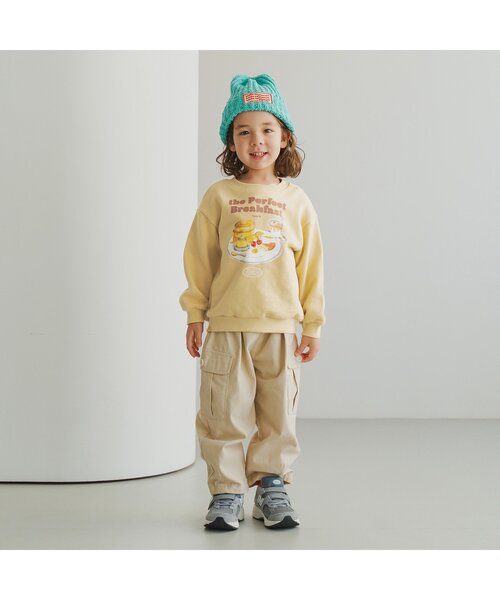 p.premier(ピードットプルミエ)の「朝ごはんはパンケーキトレーナー(スウェット・キッズ・ベビーピンク/ベージュ/ライトグレー・80/90/100/110/120/130/140)」の4枚目の写真