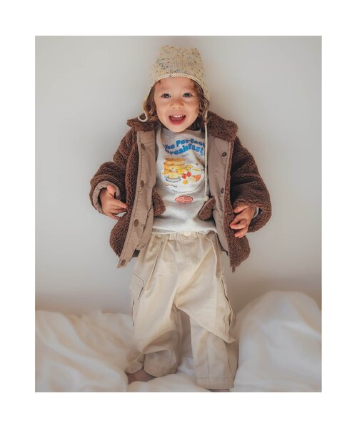 p.premier(ピードットプルミエ)の「朝ごはんはパンケーキトレーナー(スウェット・キッズ・ベビーピンク/ベージュ/ライトグレー・80/90/100/110/120/130/140)」の15枚目の写真