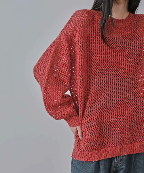 JUNRED（ジュンレッド）の「メランジメッシュニット（ニット/セーター・メンズ・チャコールグレー/ライトグレー/レッド・L/M/S）」の3枚目の写真