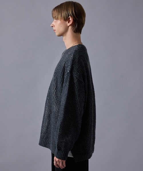 JUNRED（ジュンレッド）の「メランジメッシュニット（ニット/セーター・メンズ・チャコールグレー/ライトグレー/レッド・L/M/S）」の5枚目の写真