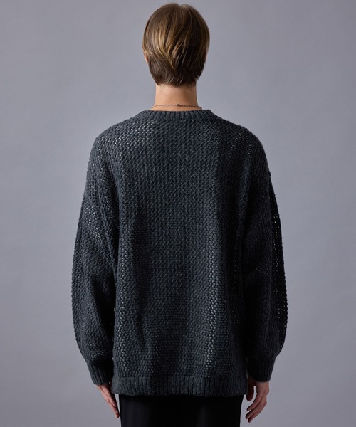 JUNRED（ジュンレッド）の「メランジメッシュニット（ニット/セーター・メンズ・チャコールグレー/ライトグレー/レッド・L/M/S）」の6枚目の写真