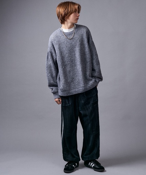 JUNRED（ジュンレッド）の「メランジメッシュニット（ニット/セーター・メンズ・チャコールグレー/ライトグレー/レッド・L/M/S）」の7枚目の写真