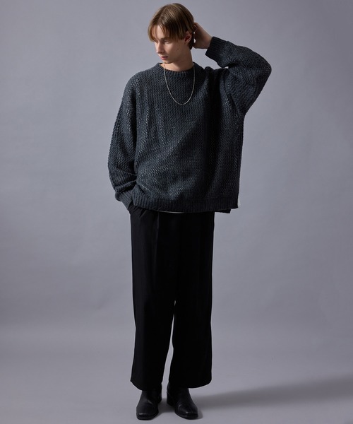 JUNRED（ジュンレッド）の「メランジメッシュニット（ニット/セーター・メンズ・チャコールグレー/ライトグレー/レッド・L/M/S）」の8枚目の写真