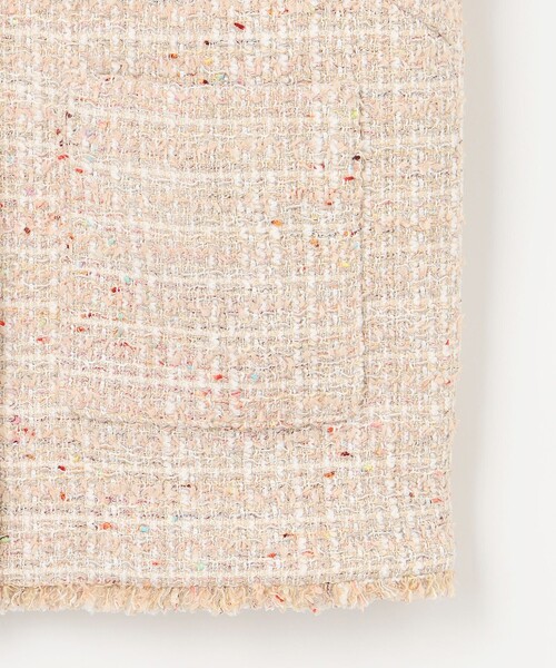 自由区（ジユウク）の「GIOLICAファンシーツイード ジャケット（ノーカラージャケット・レディース・ベージュ系/ブルー系・46/44）」の12枚目の写真