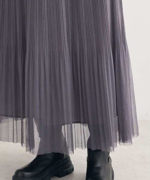 Green　Parks（グリーンパークス）の「ラメチュールプリーツスカート（スカート・レディース・ミント/アイボリー/チャコールグレー/ブルー・FREE）」の13枚目の写真