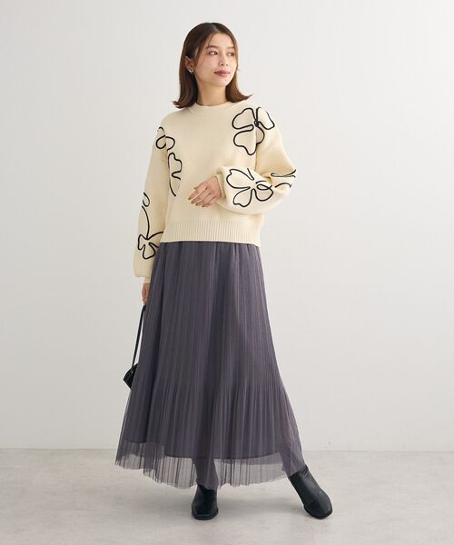 Green　Parks（グリーンパークス）の「ラメチュールプリーツスカート（スカート・レディース・ミント/アイボリー/チャコールグレー/ブルー・FREE）」の14枚目の写真