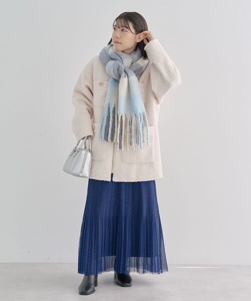 Green　Parks（グリーンパークス）の「ラメチュールプリーツスカート（スカート・レディース・ミント/アイボリー/チャコールグレー/ブルー・FREE）」の15枚目の写真