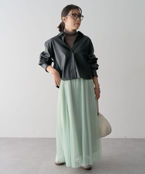 Green　Parks（グリーンパークス）の「ラメチュールプリーツスカート（スカート・レディース・ミント/アイボリー/チャコールグレー/ブルー・FREE）」の18枚目の写真