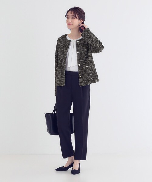 DRESKIP（ドレスキップ）の「カットツイードジャケット（ノーカラージャケット・レディース・ホワイト系6/ブラック系3・02/01/04/03）」の9枚目の写真