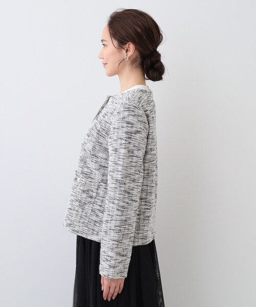 DRESKIP（ドレスキップ）の「カットツイードジャケット（ノーカラージャケット・レディース・ホワイト系6/ブラック系3・02/01/04/03）」の12枚目の写真