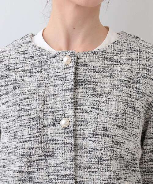 DRESKIP（ドレスキップ）の「カットツイードジャケット（ノーカラージャケット・レディース・ホワイト系6/ブラック系3・02/01/04/03）」の14枚目の写真