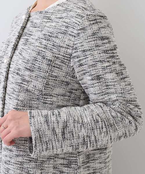 DRESKIP（ドレスキップ）の「カットツイードジャケット（ノーカラージャケット・レディース・ホワイト系6/ブラック系3・02/01/04/03）」の16枚目の写真