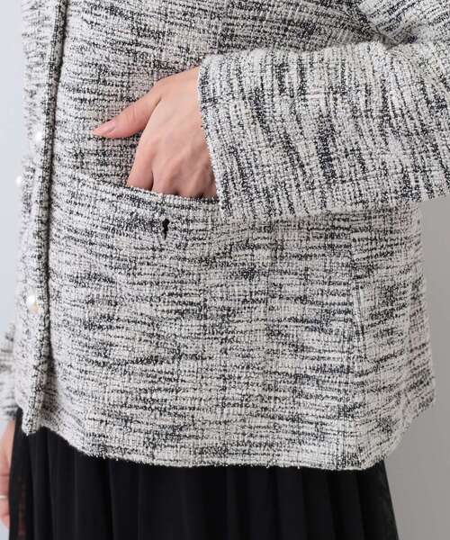 DRESKIP（ドレスキップ）の「カットツイードジャケット（ノーカラージャケット・レディース・ホワイト系6/ブラック系3・02/01/04/03）」の17枚目の写真