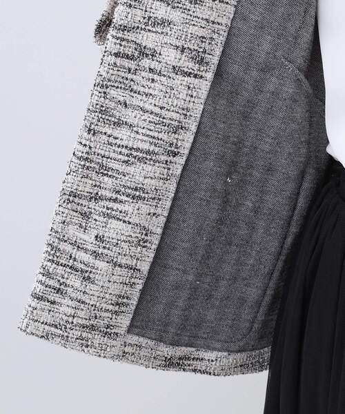 DRESKIP（ドレスキップ）の「カットツイードジャケット（ノーカラージャケット・レディース・ホワイト系6/ブラック系3・02/01/04/03）」の18枚目の写真