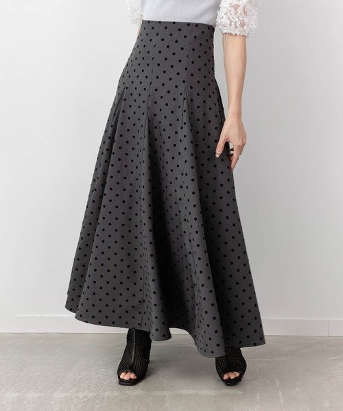 RANDA（ランダ）の「ハイウエストフレアスカート（スカート・レディース・ドット/ベージュ/ホワイト・0/1）」の3枚目の写真