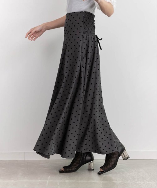 RANDA（ランダ）の「ハイウエストフレアスカート（スカート・レディース・ドット/ベージュ/ホワイト・0/1）」の5枚目の写真