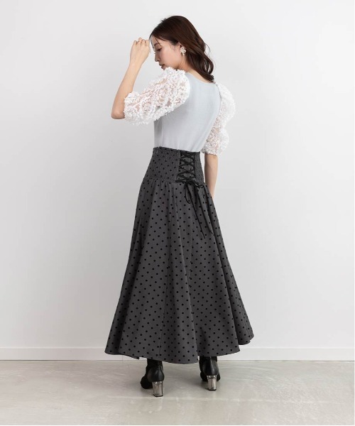 RANDA（ランダ）の「ハイウエストフレアスカート（スカート・レディース・ドット/ベージュ/ホワイト・0/1）」の8枚目の写真