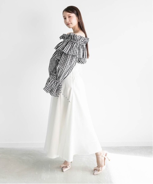 RANDA（ランダ）の「ハイウエストフレアスカート（スカート・レディース・ドット/ベージュ/ホワイト・0/1）」の14枚目の写真