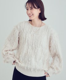 【S-LL】一枚で主役級。フリンジが目を惹くゆるニット