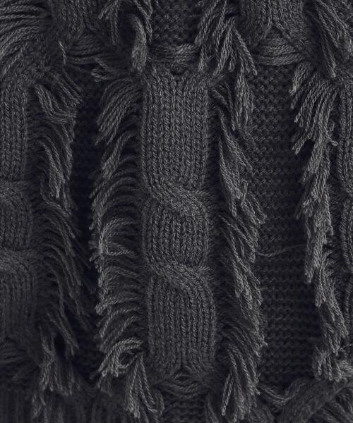 SHOO・LA・RUE（シューラルー）の「【S-LL】一枚で主役級。フリンジが目を惹くゆるニット（ニット/セーター・レディース・グリーン系/オフホワイト/チャコールグレー・01/02/03/04）」の6枚目の写真