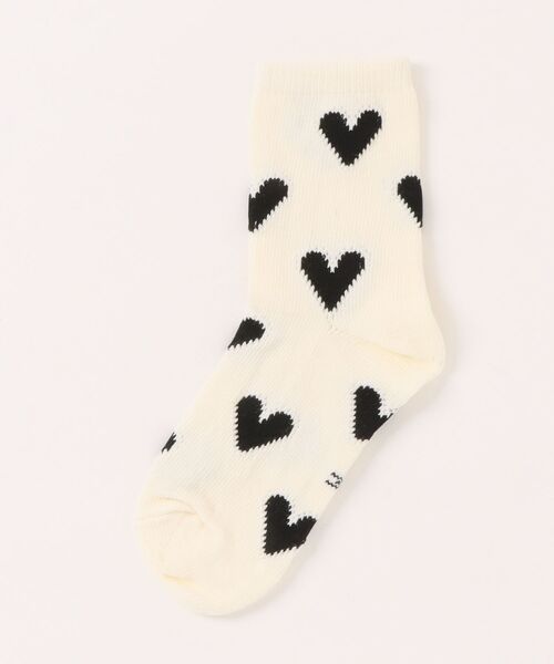 Bambin（ボンバン）の「【 Bambin / ボンバン 】 ハート柄 ソックス（ソックス/靴下・キッズ・ホワイト×ブラック/ブラック系その他/ホワイト系その他/ブラック×ホワイト・M/L/XL）」の6枚目の写真