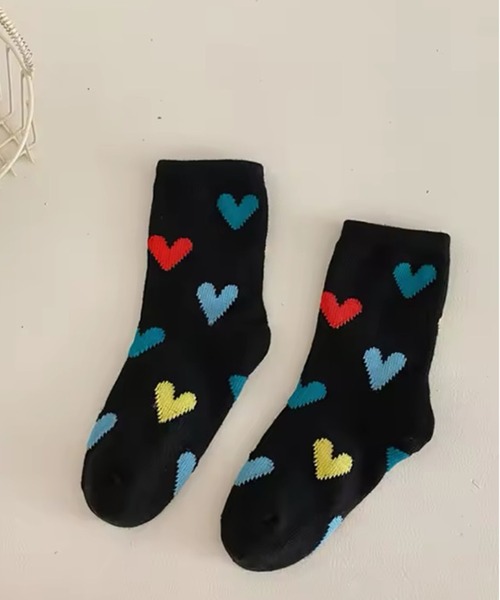 Bambin（ボンバン）の「【 Bambin / ボンバン 】 ハート柄 ソックス（ソックス/靴下・キッズ・ホワイト×ブラック/ブラック系その他/ホワイト系その他/ブラック×ホワイト・M/L/XL）」の12枚目の写真