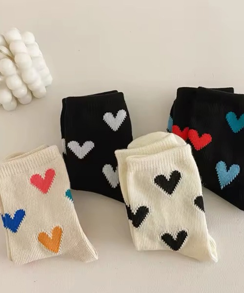 Bambin（ボンバン）の「【 Bambin / ボンバン 】 ハート柄 ソックス（ソックス/靴下・キッズ・ホワイト×ブラック/ブラック系その他/ホワイト系その他/ブラック×ホワイト・M/L/XL）」の11枚目の写真