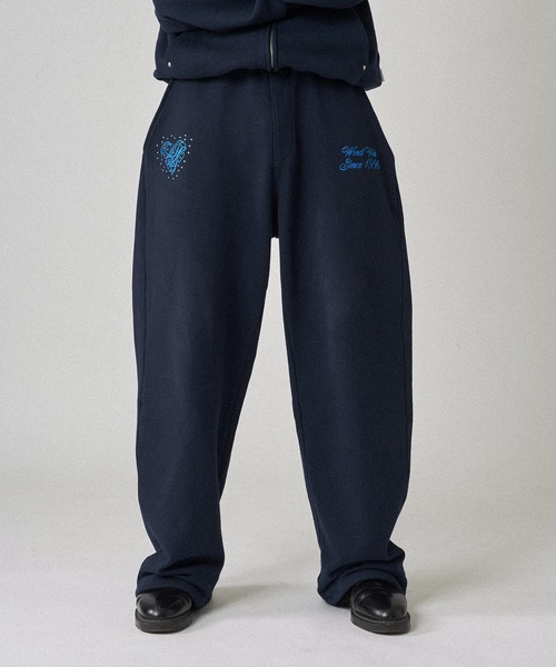 WISH FOR EVER（ウィッシュフォーエバー）の「HEAVY WEIGHT RHINESTONES SWEAT PANTS/ヘビーウエイトラインストーンスウェットパンツ（スウェットパンツ・メンズ・ダークブラウン/ネイビー/杢グレー/ブラック/カーキ・SMALL/LARGE/MEDIUM）」の7枚目の写真