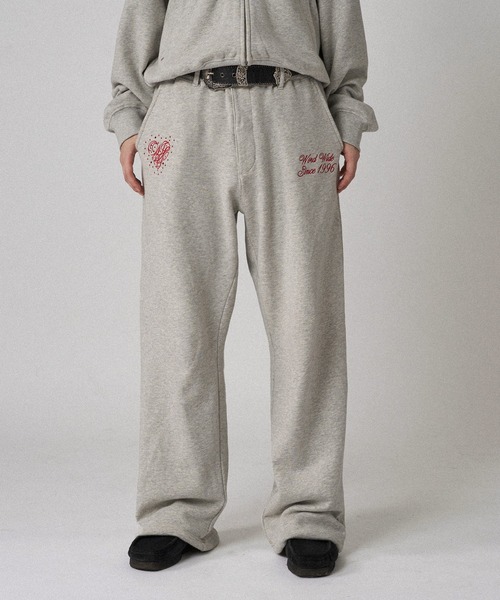 WISH FOR EVER（ウィッシュフォーエバー）の「HEAVY WEIGHT RHINESTONES SWEAT PANTS/ヘビーウエイトラインストーンスウェットパンツ（スウェットパンツ・メンズ・ダークブラウン/ネイビー/杢グレー/ブラック/カーキ・SMALL/LARGE/MEDIUM）」の10枚目の写真