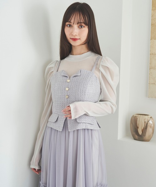 31 Sons de mode（トランテアン　ソン　ドゥ　モード）の「シアーラメトップス（Tシャツ/カットソー・レディース・クリーム/ブラック/ライトグレー・フリー）」の3枚目の写真